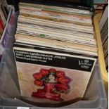 A crate containing a quantity of mainly classical LP records