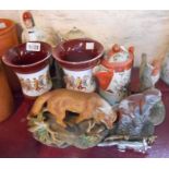 A selection of assorted ceramic items including modern Staffordshire style figurine, pair of Italian