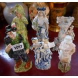 Six continental porcelain and pottery figurines of various design