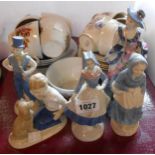 A small quantity of German and other pottery figurines - sold with a James Kent Old Foley part tea