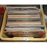 A crate containing a quantity of LP records including jazz, easy listening, musicals, etc.