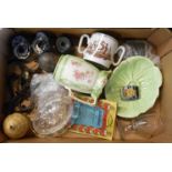 A box containing a quantity of ceramics, glass and other collectable items including 19th Century