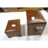 A 1920's Austrian amboyna wood veneered musical cigarette box with boxwood and ebony stringing set