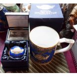 A Royal Worcester Morgan Cars commemorative mug, a similar trinket box both with original boxes -