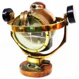 An old White Thompson & Co., Glasgow ship's gimbal compass with heavy brass mounts and painted