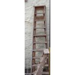 A large vintage wooden stepladder - for decorative use only