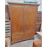 A 1.3m 19th Century mahogany linen press with pair of beaded doors over two short and one long