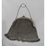 An import marked 925 silver mesh evening purse with chain suspender