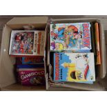 Two boxes containing a quantity of vintage children's annuals
