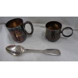 A Dublin silver small mug with cast open loop handle - maker's mark JMK, 1999 - sold with an