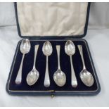 A cased set of six Sheffield silver coffee spoons