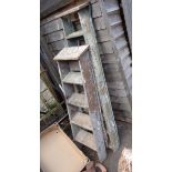 Two pairs of vintage wooden stepladders - for decorative use only