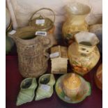A small selection of ceramic items including Aynsley Orchard Gold vases, a pair of 1950's Hornsea
