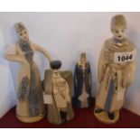 Four Russian pottery figurines