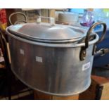 A large aluminium fish kettle (no lid) - sold with a smaller similar with lid
