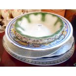 A small selection of ceramic items comprising assorted blue and white and other meat platters,