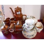 A selection of assorted ceramic items including brown glazed coffee set, Colclough teawares, etc.