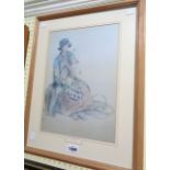 Flora Twort: a framed coloured print entitled 'Before the Welfare State'