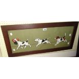 Cecil Aldin: an oak framed early 20th Century coloured panoramic format print, depicting three
