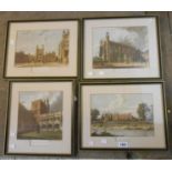 A set of four Hogarth framed small format coloured reprints, all depicting named views of Eton