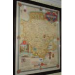 A framed coloured map print of Devonshire - From the Countryman Maps of Britain series