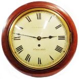 An early 20th Century mahogany cased dial wall timepiece with convex glass, the 26cm diameter dial