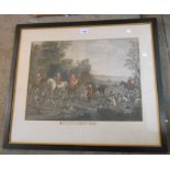 Three framed assorted format coloured hunting prints including 'A Hunting Piece' and 'The Cheshire