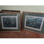 A set of four gilt framed coloured steeple-chase prints entitled 'The First Steeple-Chase On