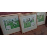 Charles Crombie: a set of six gilt framed small format cricket reprints