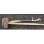 An axe and a sledgehammer
