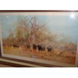 David Shepherd: a framed signed limited edition coloured print entitled 'In the thick stuff'