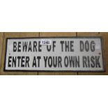 A modern painted cast iron 'Beware of the Dog' sign