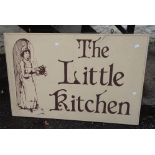 'The Little Kitchen': a painted wood hanging sign