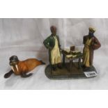 A reproduction cold painted bronze figure in the Bergmann manner, depicting a pair of Eastern