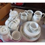 A quantity of Tuscan china hotel teaware including cups and saucers, teapot, jugs, etc.