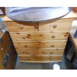 An 82cm modern pine chest of two short and four long drawers, set on Shepherd casters