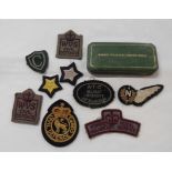 A bag containing a quantity of Second World War period sew-on patches including Civil Defence Corps,