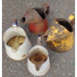 Two vintage oil cans - sold with two enamel jugs