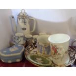 A quantity of assorted ceramic items including Bloor Derby dish, Royal Worcester part coffee set (