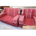 A 1.39m mid 20th Century Deco two seater settee with wide curved ends and original upholstery - sold