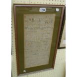 A framed Georgian alphabet and text sampler by Mary Orchard in the 10th Year of her Age 1753 -