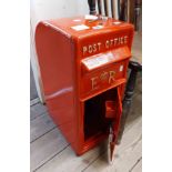 A reproduction painted cast iron Royal Mail style postbox - with keys