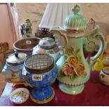 A quantity of ceramic items including modern Chinese ginger jar and lid, Crinoline lady decorated