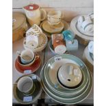 A selection of Susie Cooper teaware of various shape and pattern