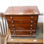 A 38cm late 19th Century stained pine six drawer specimen chest with internal glass drawer tops