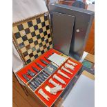 A vintage Conqueror resin chess set by Peter Ganine in original box - sold with a modern inlaid