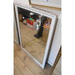 A painted wood framed bevelled oblong wall mirror