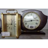 A stained wood cased desk timepiece with battery movement - sold with a Royal carriage similar