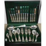 A canteen containing a six place setting of silver plated kings pattern cutlery - one teaspoon