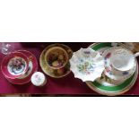 A small quantity of assorted ceramics comprising Aynsley fruit decorated cup and saucer, Taylor &